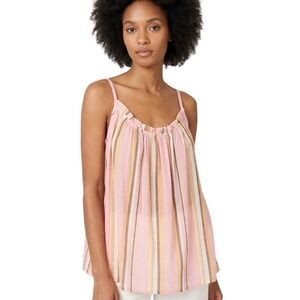 Xirena Carah Top Shirt Womens S Pink Stripe Cotton Cami Tank Villa Boho Timeless